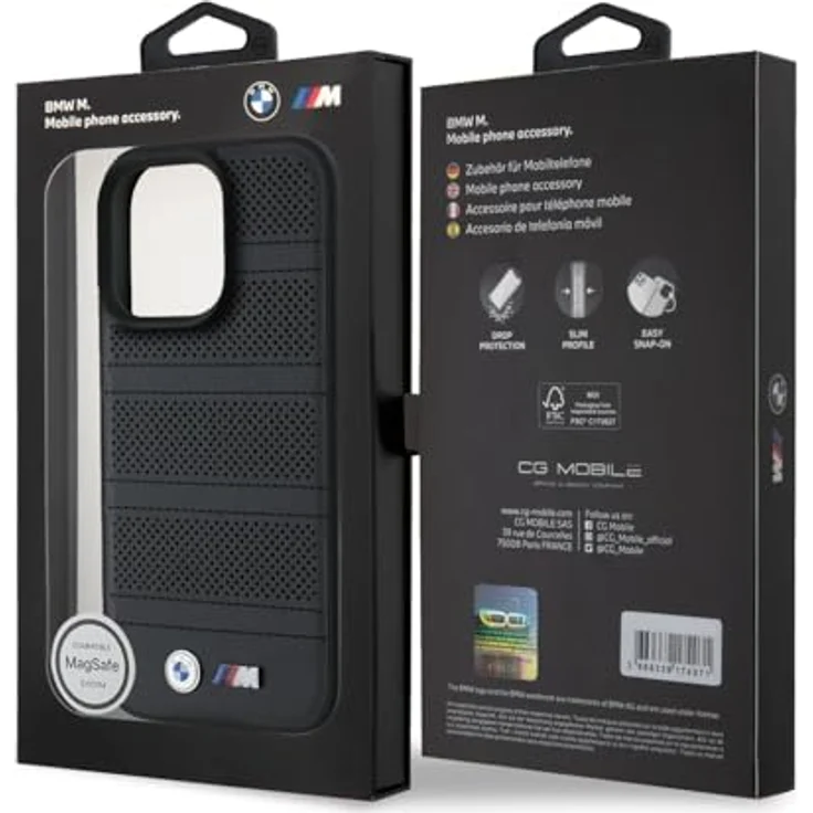 BMW Smartphone-Hülle BMW Apple iPhone 16 Pro Hardcase Perforated Stitched Line MagSafe aus ökologischem Leder mit TPU-Seiten, metallischem BMW-Logo und M Power-Emblem – Bild 8