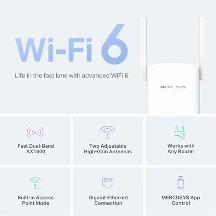 Mercusys WL-Repeater ME1500X AX1500, Wi-Fi Range Extender mit 1201 Mbit/s, dualbandiger Access Point, EasyMesh-Unterstützung, WPS-Taste für einfache Einrichtung – Bild 3