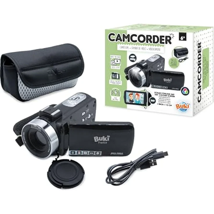 Buki PV09, digitaler Camcorder mit 16-fach Zoom, HD-Farbbildschirm und 16 GB SD-Karte, kompakt und leicht, inkl. Aufhellblitz und Webcam-Funktion – Bild 2