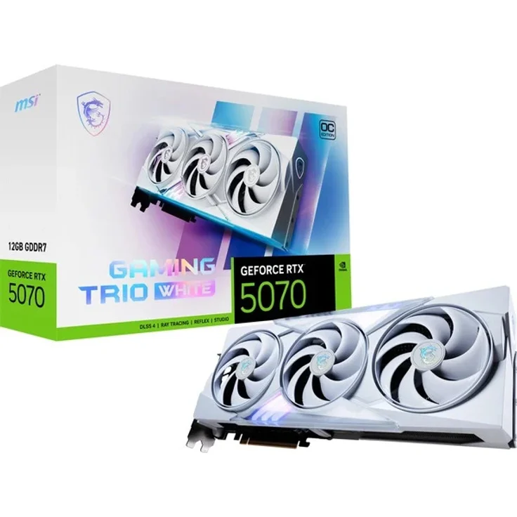 MSI GAMING GeForce RTX 5070 12G TRIO OC WHITE, 12 GB GDDR7, 192 Bit, 7680 x 4320 Pixel, PCI Express x16 5.0 – Bild 1
