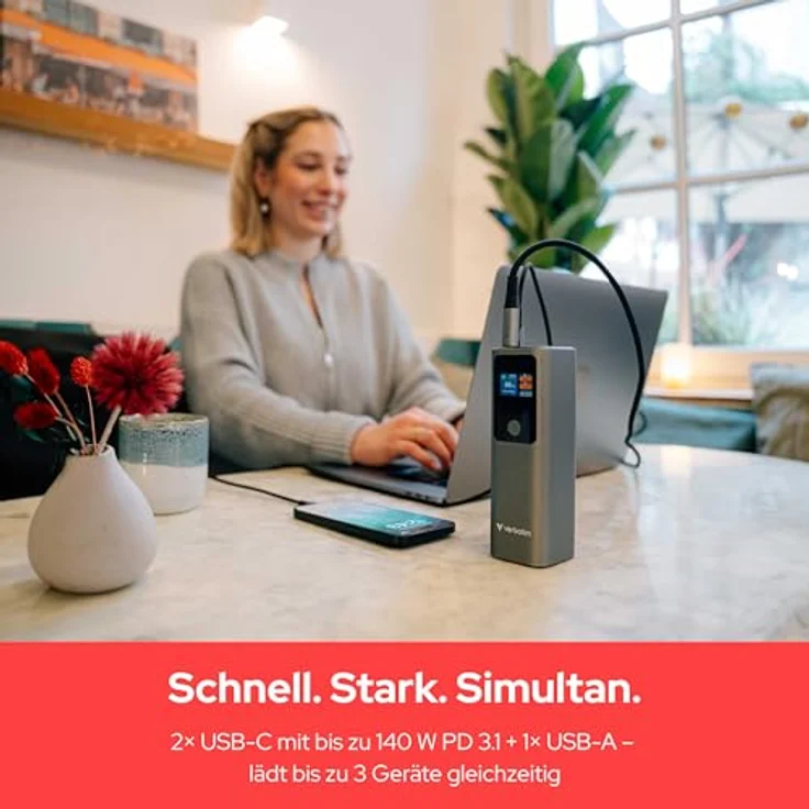 Verbatim Charge 'N' GO Power Bank 27000mAh, 187.5W, Grau – Bild 4