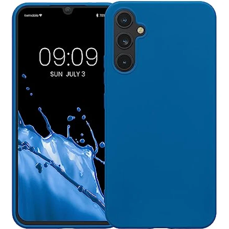 kwmobile Handyhülle für Samsung Galaxy A34 5G - TPU Case in Karibikblau, rutschfest, kabelloses Laden, flexibles Design – Bild 5