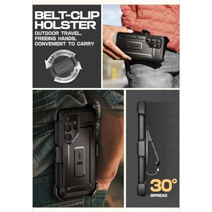 Supcase Unicorn Beetle Pro, Smartphone Hülle für Samsung Galaxy S25 Ultra, stossfest, Schwarz, mit Bildschirmschutz und integriertem Ständer – Bild 6