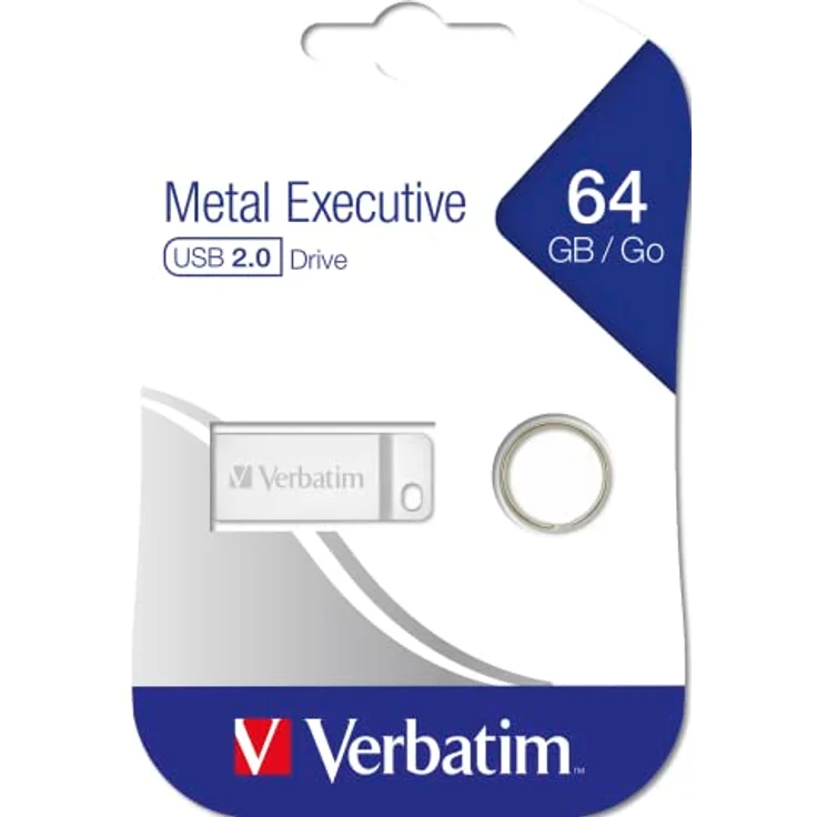 Verbatim Executive USB-Stick aus Metall - 64 GB - robuster Stick mit USB 2.0-Schnittstelle - inklusive praktischem Schlüsselring - silber – Bild 8
