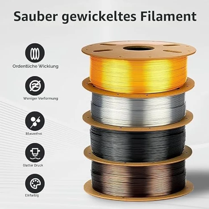 ERYONE Ultra Silk PLA Filament, 1.75mm, 1kg Spule, goldene Seidenoberfläche, hohe Genauigkeit – Bild 5