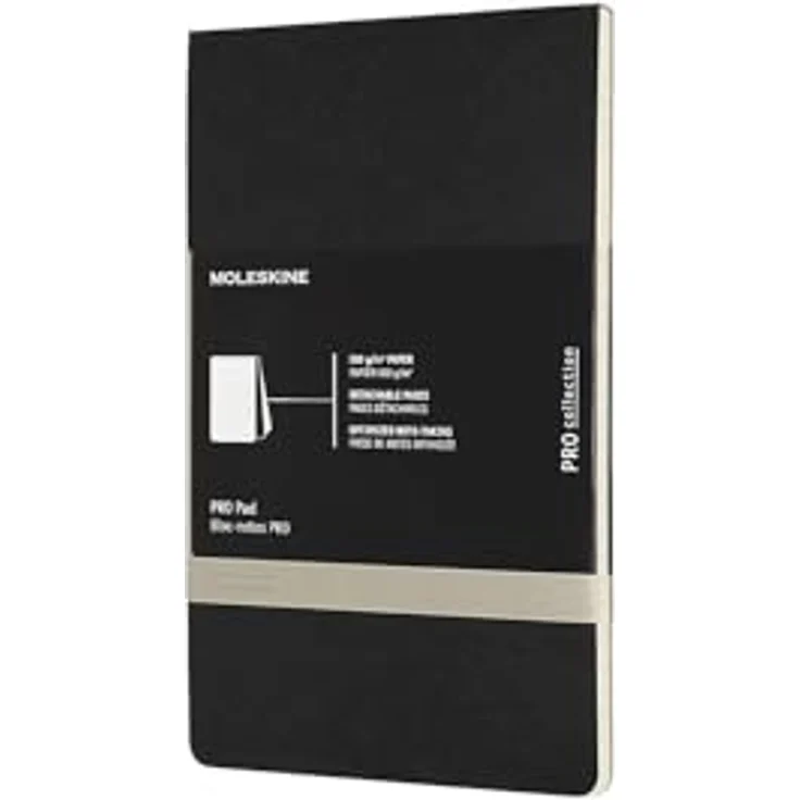 Moleskine Professioneller Block Large/A5, Liniert, Soft Cover, Schwarz - Abgerundete Ecken, 100g/m² säurefreies Papier, Heraustrennbare Blätter – Bild 1