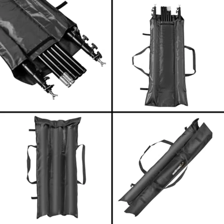Walimex pro Stativtasche Vario 120 - für 3 Stative bis 120 cm, max. 120 x 20 x 20 cm, faltbar, auch für große Studiostative, Lichtstative, Heavy Duty Stative und Hintergrundsysteme, mit Tragegurt – Bild 7