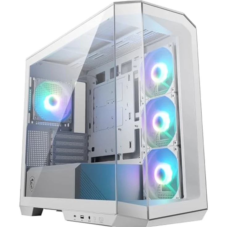 MSI Mag Pano M100R PZ (mATX, ITX), PC Gehäuse, Weiss mit 270-Grad-Panorama-Display und Reverse-Blade-Lüfter – Bild 1