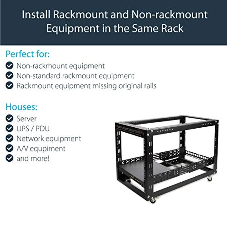 StarTech.com 2U Universal Rack Mount Rails - for 19in Server Rack Enclosure or Cabinet - Adjustable A-V Rack Rails (UNIRAILS2U),Black – Bild 5