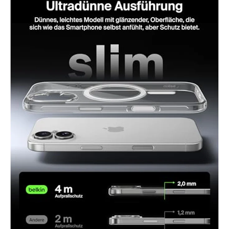 Belkin SheerForce MSA030hqCL, transparente Schutzhülle für iPhone 17, Sturzschutz bis 4 Meter, kabelloses Laden, kratzfeste Oberfläche – Bild 7