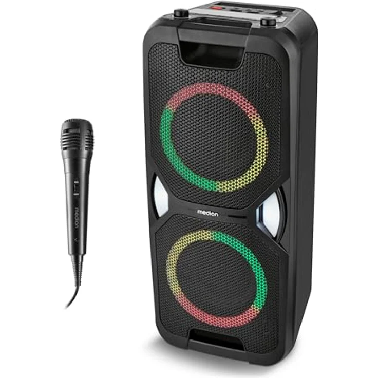 MEDION PE-1 Pure Partybox, tragbarer Bluetooth Lautsprecher mit Akku, Mikrofonanschluss, verschiedenen Lichteffekten, Karaoke und 26 Std. Musikwiedergabe – Bild 1