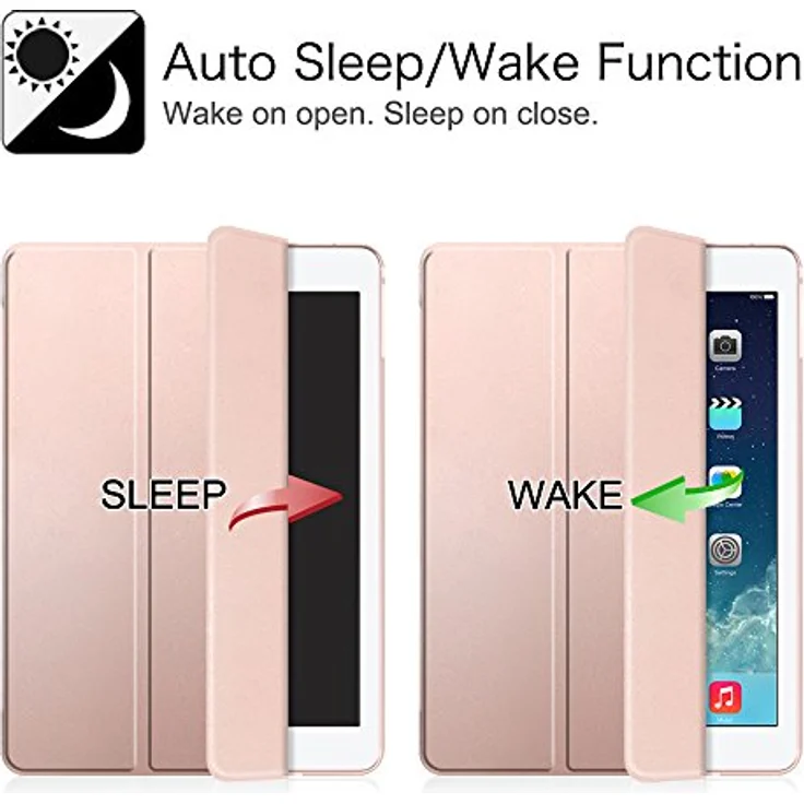 Fintie Hülle für iPad Air 2 (2014 Modell) / iPad Air (2013 Modell) - Ultradünne Superleicht Schutzhülle mit Transparenter Rückseite Abdeckung mit Auto Schlaf/Wach Funktion, Roségold – Bild 2