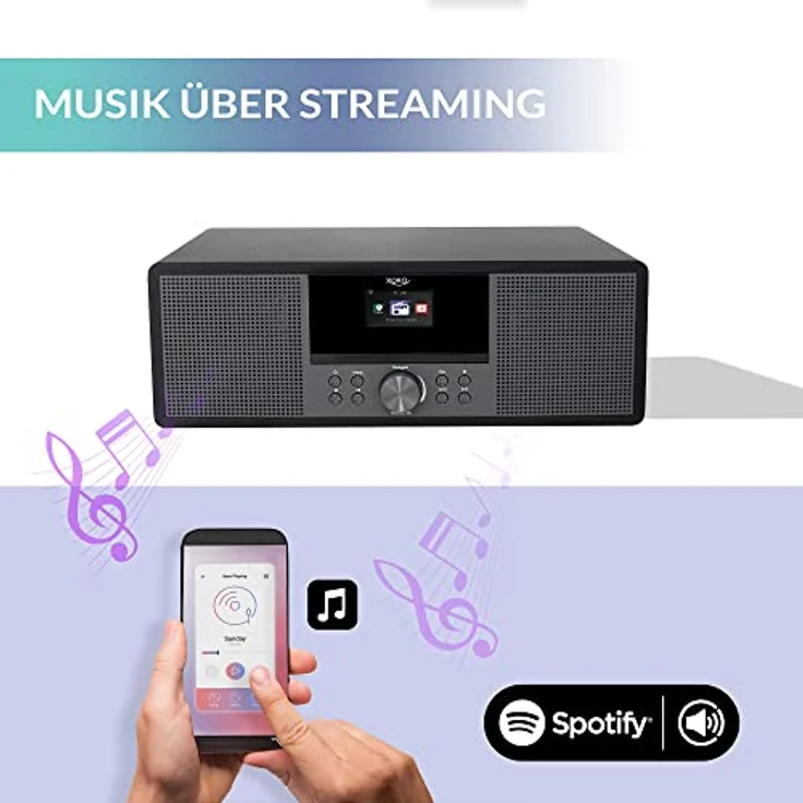 XORO HMT 600 V2 - All-in-One Internetradio mit WLAN, CD-Player, DAB+/FM Radio, Bluetooth, Podcast, USB MP3 Mediaplayer, Spotify Connect, MP3-Streaming (UPnP) – Bild 4