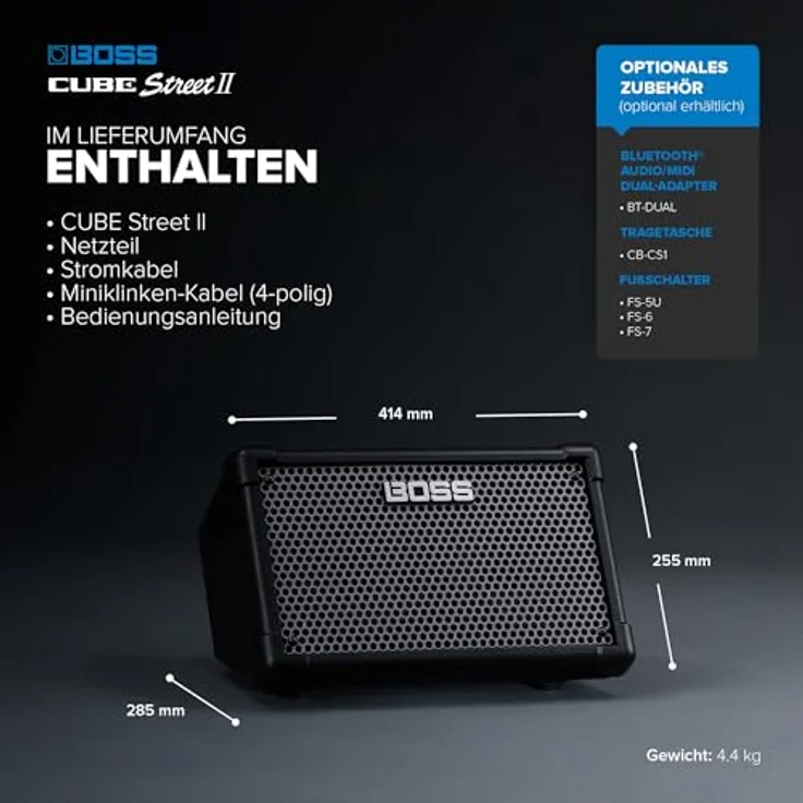 Boss by Roland Cube Street II, Batteriebetriebener Stereo-Verstärker mit 2 Kanälen, 10 W, Bluetooth-App-Steuerung, integrierten Effekten und Looper, schwarz – Bild 6