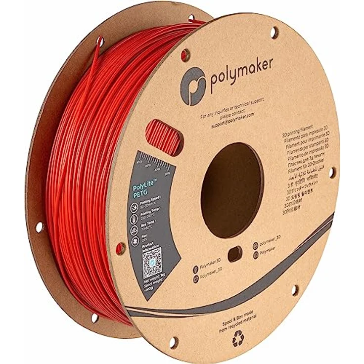 Polymaker PolyLite PETG Rot, 3D-Druckfilament, 1,75mm, 1kg, vielseitig und transparent – Bild 1
