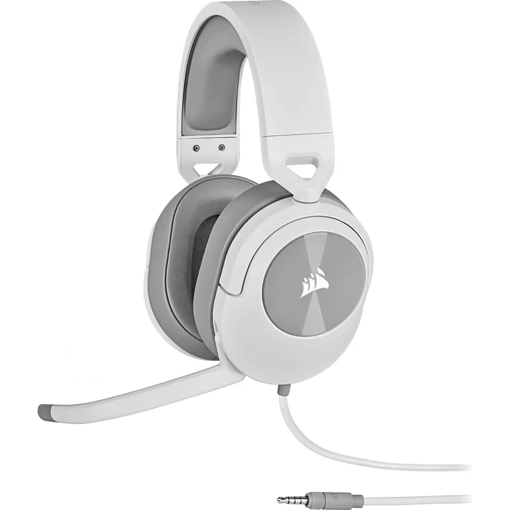 Corsair HS55, Kabelgebundenes Gaming Headset mit 50-mm-Neodym-Audiotreibern und Memory-Schaum-Ohrpolstern, Weiss