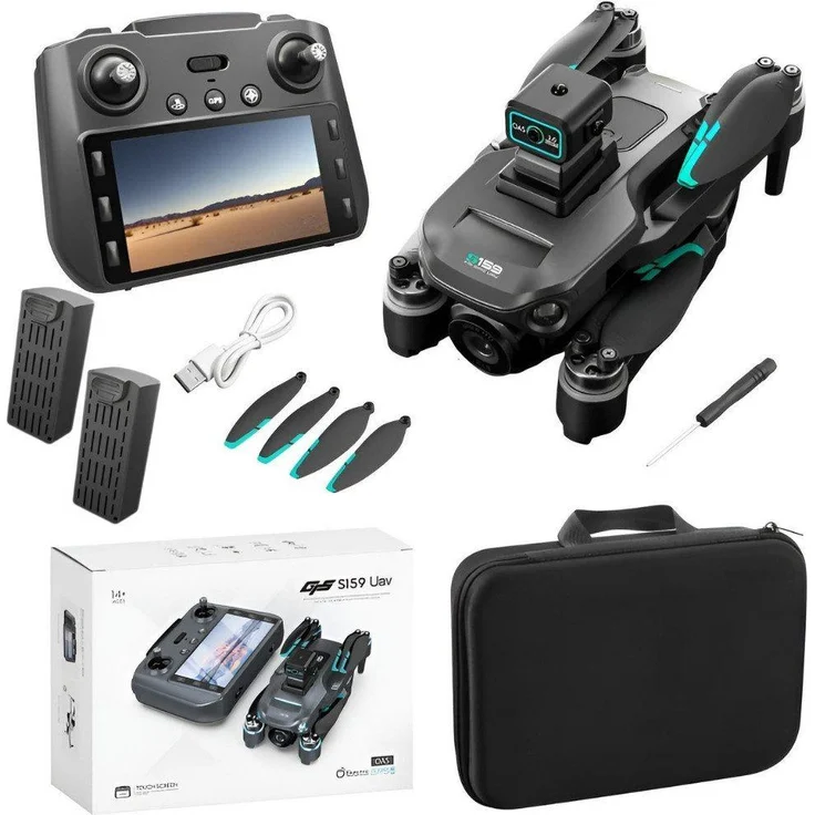 GOLDSTERN-TECH RC-Quadrocopter S159, GPS Drohne mit Displayfernbedienung, 500m Reichweite, faltbare Dual-Kamera, Auto-Rückkehr