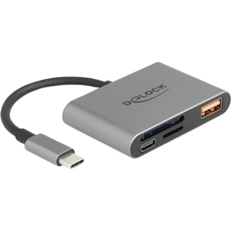 DeLOCK USB-C Card Reader für SD und Micro SD Speicherkarten, kompaktes Design, 2 Jahre Garantie