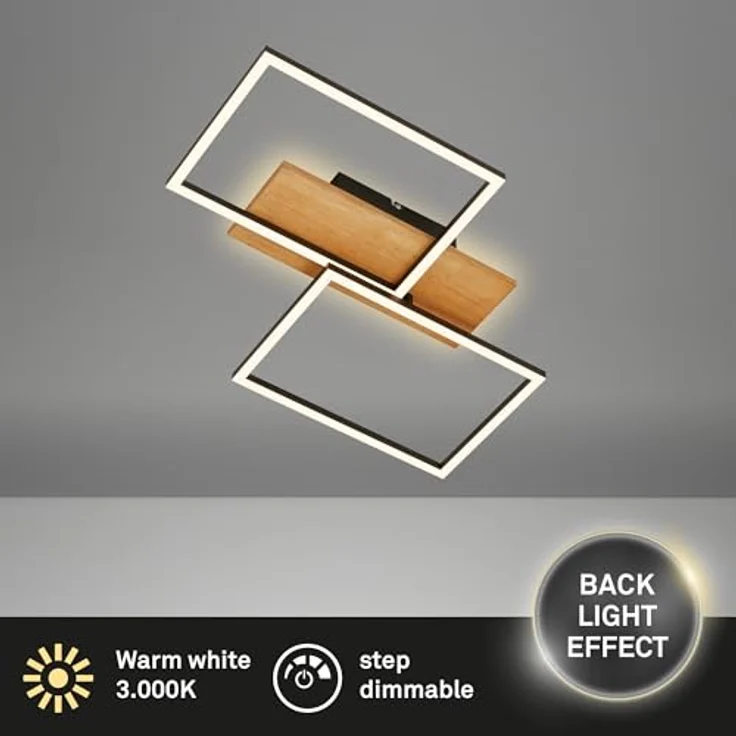 BRILONER LED Deckenlampe mit indirektem Licht, dimmbar, warmweiß, Schwarz – Bild 2