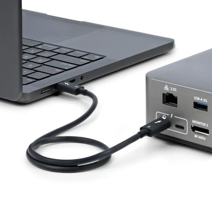 StarTech.com Thunderbolt 5 Kabel, 50cm, 80Gbps-120Gbps, 240W PD, 8K 60Hz, kompatibel mit TB5/TB4/USB4/USB-C, weiß, männlich-männlich – Bild 7