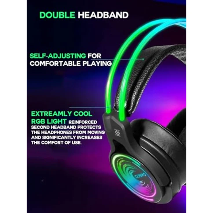 Defender® Gaming Headset, 7.1 Surround Sound, Gaming Kopfhörer PC mit Kabel für PS4, Laptop, Over-Ear-Kopfhörer mit Noise-Cancelling-Mikrofon, Headset Mit Mikrofon, LED-Licht, Schwarz – Bild 5