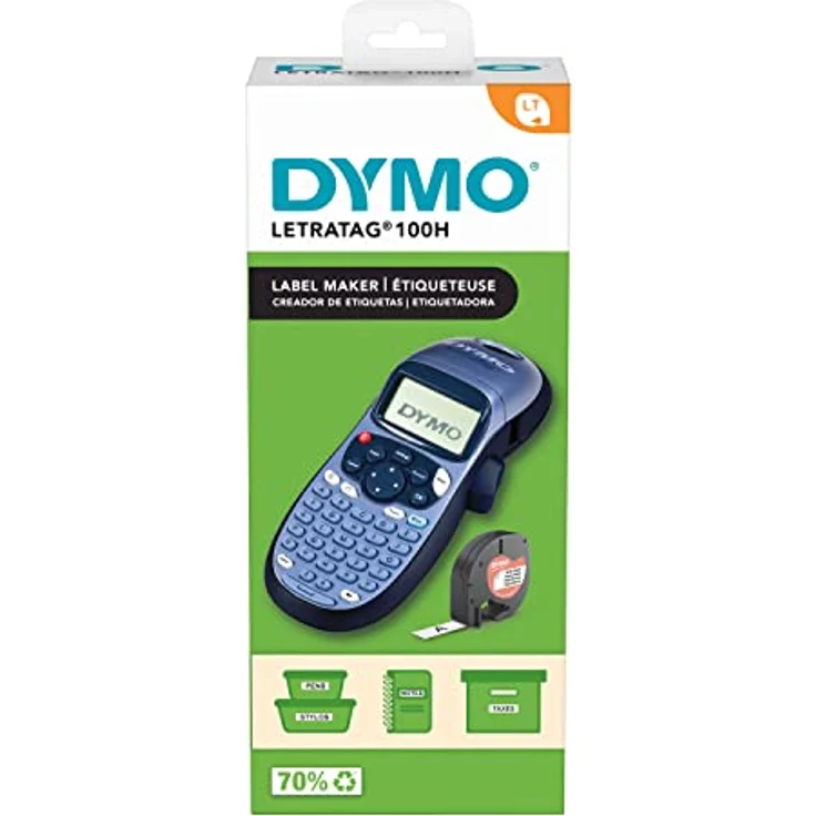 DYMO LetraTag LT-100H Beschriftungsgerät Handgerät | Tragbares Etikettiergerät mit ABC Tastatur | blau | Ideal fürs Büro oder zu Hause – Bild 1