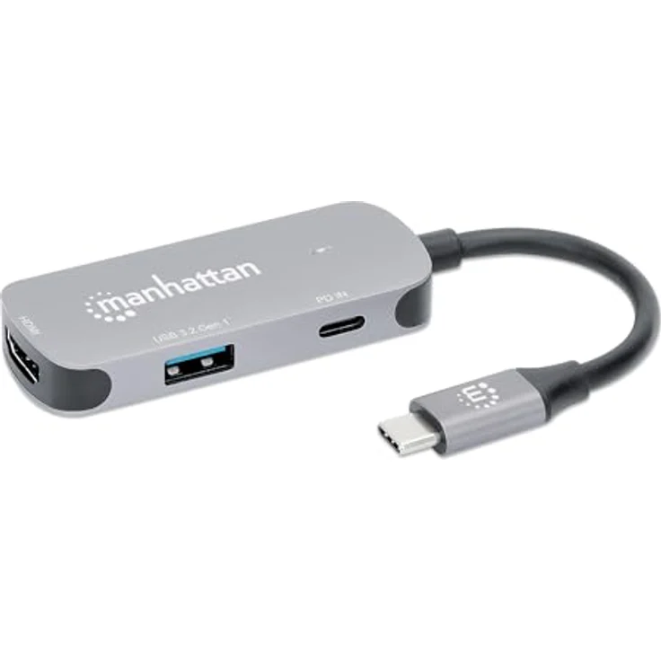 Manhattan Notebook Dockingstation 190299, 3-in-1 USB-C Dock mit 4K HDMI, 85W Power Delivery und USB-A Anschluss – Bild 1