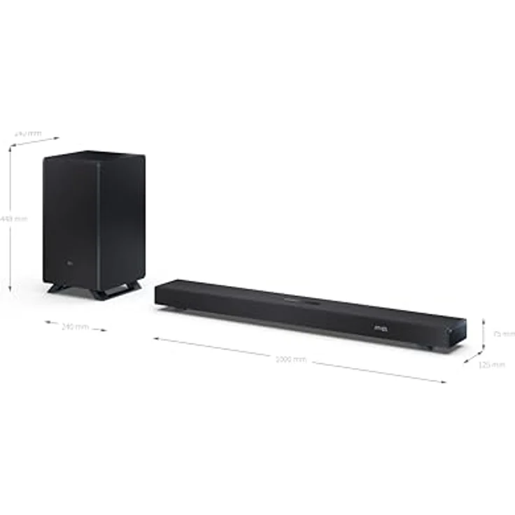 Sharp HT-SBW53121(BK), 3.1 Kanal Soundbar mit kabellosem Subwoofer, 360 W, Dolby Atmos/DTS:X, schwarz – Bild 5