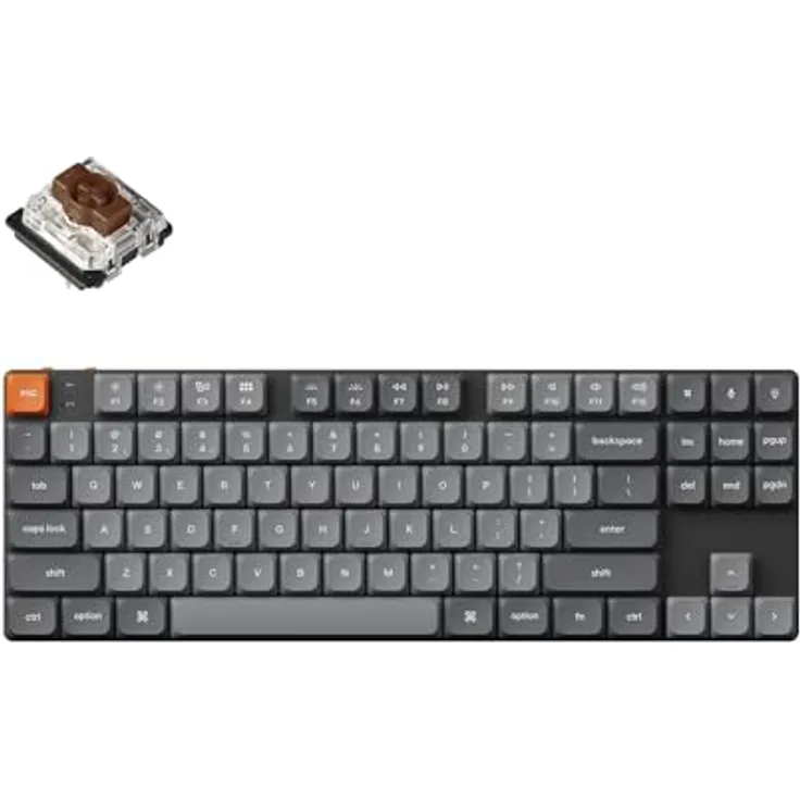 Keychron K1 Max, Ultra-Slim mechanische Tastatur mit QMK/VIA, Bluetooth und USB, 2.4 GHz, TKL-Layout, Weiß-LED, Low-Profile Gateron Brown Switch