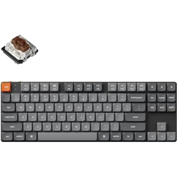 Keychron K1 Max, Ultra-Slim mechanische Tastatur mit QMK/VIA, Bluetooth und USB, 2.4 GHz, TKL-Layout, Weiß-LED, Low-Profile Gateron Brown Switch – Bild 1