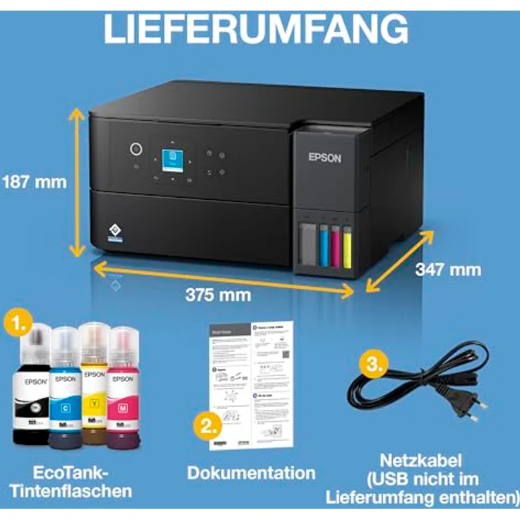 Epson EcoTank ET-2950, Multifunktionsdrucker mit WLAN, bis 30 Seiten/min Schwarz-Weißdruck, 4800 x 1200 dpi – Bild 8