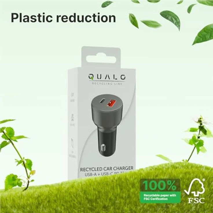 Qualo QRLS-AC-01-32 Recycling Autoladegerät, USB-A / USB-C, 32W, schwarz, mit Schnellladeprotokollen PD und QC, geeignet für PKWs und Lkw – Bild 8