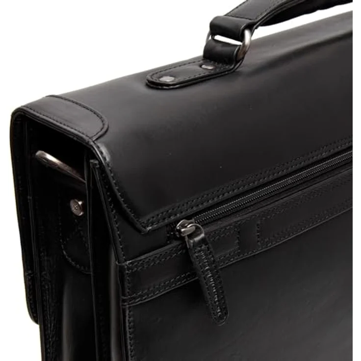 The Chesterfield Brand Salvatore Aktentasche, Leder Messenger mit Laptopfach für Geräte bis 43 cm, Schwarz – Bild 4