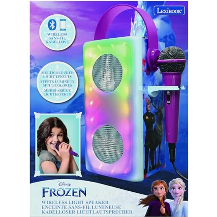 Lexibook Die Eiskönigin, Kabelloser Bluetooth-Lautsprecher mit Mikrofon, Mehrfarbige Lichteffekte, SD/TF-Kartensteckplatz, Wiederaufladbare Batterie, Blau, BTP185FZZ – Bild 5
