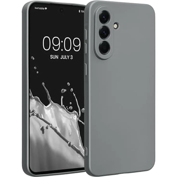 kwmobile Handyhülle für Samsung Galaxy A56 5G - Weiche Silikon Schutzhülle mit metallischem Effekt, Rutschfest, Metallic Grau – Bild 1