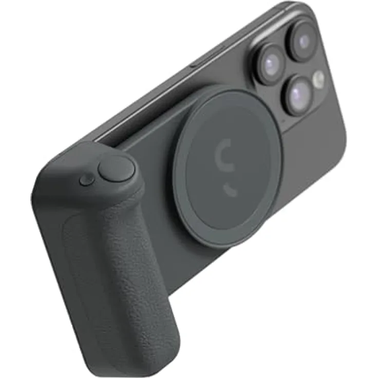 ShiftCam SnapGrip Pro Magsafe Halterung, Smartphone-Stativ mit ergonomischem DSLR-Griff, integrierter Bluetooth-Auslöser, Qi2 kabelloses Laden, 5000 mAh Akku, Schwarz