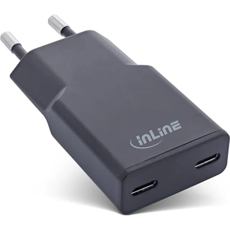 InLine USB-C Ladegerät, ultrakompakt, 2-Port, 30W, Power Delivery, PPS, schwarz