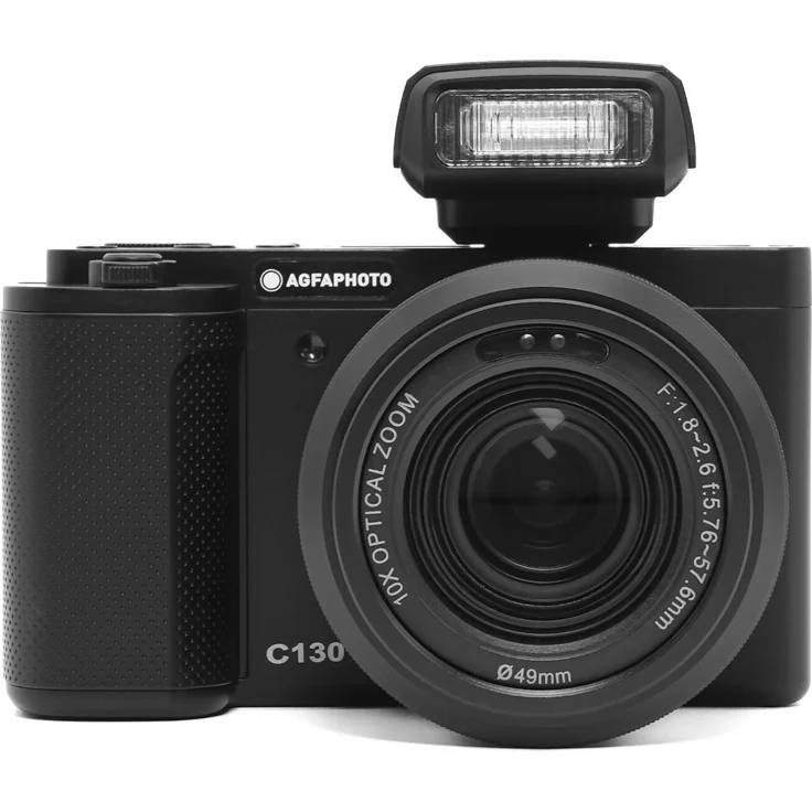 AgfaPhoto Realishot C130, Kompaktkamera mit 24 MP, 10x Zoom und 4K Ultra HD, Schwarz
