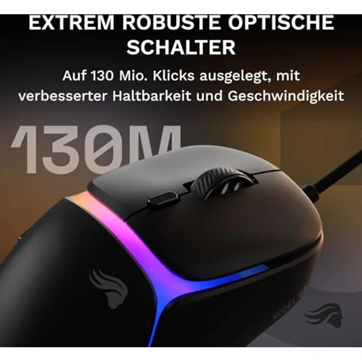 GLORIOUS Model D3 Wired-Gaming-Maus, ultraleicht (57 g), 30K-DPI BAMF-3.0-Sensor, optische Klick-Switches (130 Mio. Klicks), RGB-Design, für alle Griffarten – Schwarz – Bild 4