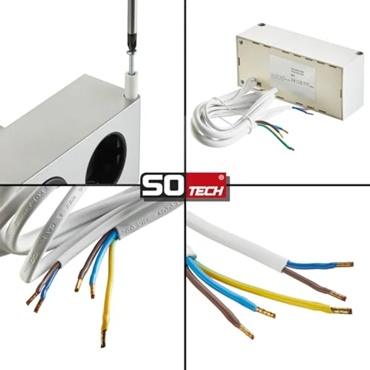 SOTECH Steckdose Powerbox inkl. Lichtschalter für 230 V Badleuchte Kombibox für Spiegelschrank TÜV geprüft (ohne Netzteil), silbergrau – Bild 5