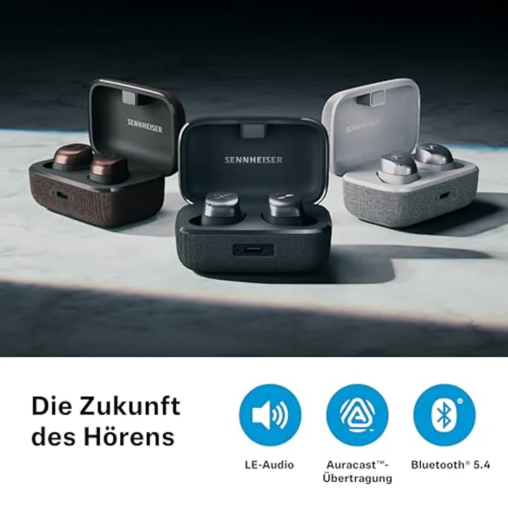 Sennheiser Momentum True Wireless 4 Smart Earbuds Bluetooth 5.4, kristallklarem Klang, ergonomischem Design, 30 Stunden Akkulaufzeit und Adaptive ANC, LE Audio und Auracast – Weiß Silber – Bild 4
