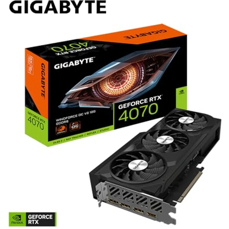 Gigabyte GeForce RTX 4070 WINDFORCE OC V2 12G Grafikkarte - 12GB GDDR6, 192bit, PCI-E 4.0, 2490MHz Core Clock, NVIDIA DLSS 3, Metall-Rückplatte, schwarz – Bild 2