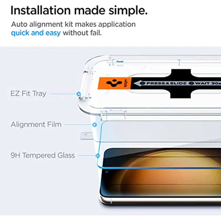 Spigen Glas.tR EZ Fit Schutzfolie kompatibel mit Samsung Galaxy S23, 2 Stück, Kratzfest, Kristallklar, 9H Härte Folie – Bild 3
