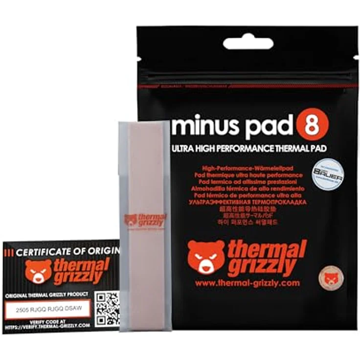 Thermal Grizzly Minus Pad 8, Wärmeleitpad mit hoher Wärmeleitfähigkeit und Kompressibilität, 2er-Pack (120 x 20 x 1,5 mm) – Bild 7