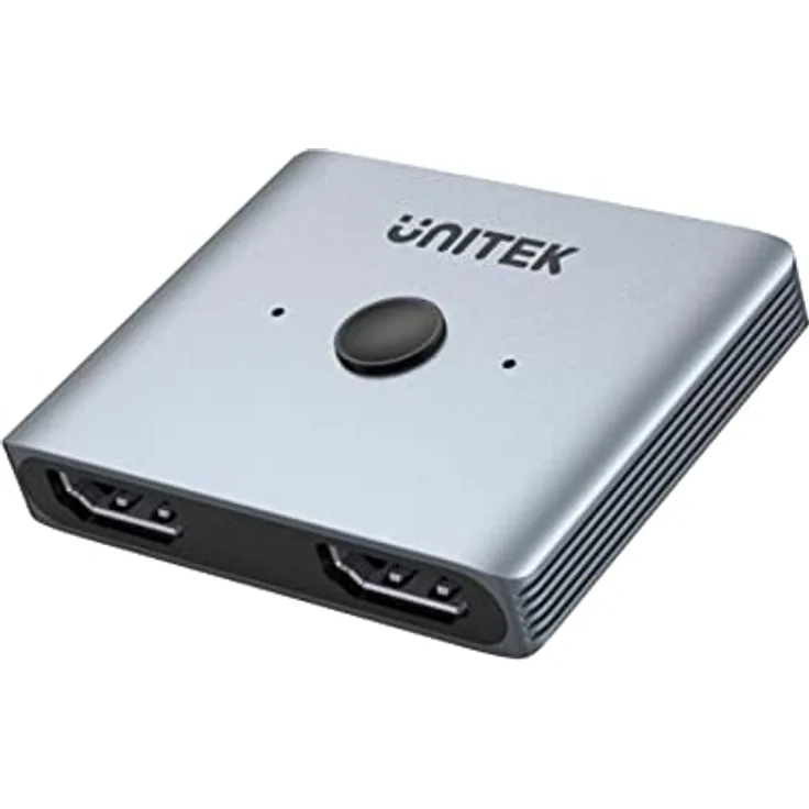 Unitek Bi-direktionaler HDMI 2.1 8K 2na1 Schalter | V1163A | Ein-Tasten-Schalter | Aluminiumgehäuse | Farbe: Space Grau | Unterstützt Auflösungen bis zu 8K@60Hz oder 4K@120Hz