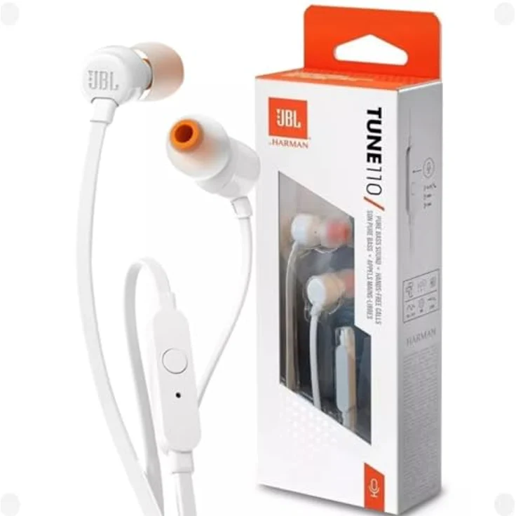 JBL T110WHT, In-Ear Kopfhörer mit purebass Sound und 1-Tasten-Fernbedienung, Weiß – Bild 4