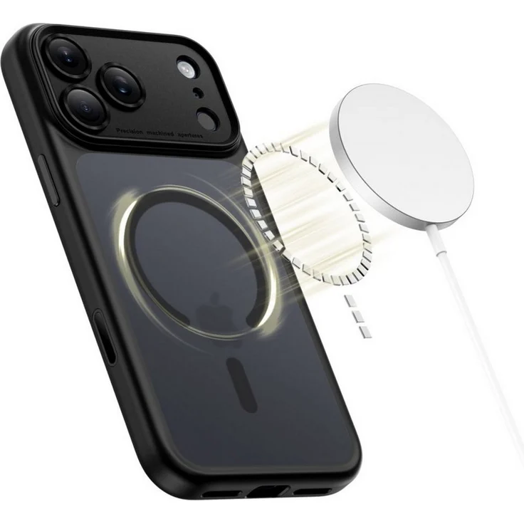 TECH PROTECT Handyhülle Magpeak CC Case für iPhone 17 Pro, Mattschwarz, Matte Hybridkonstruktion mit integrierter Magnetfläche, erhöhter Kamerarahmen und berührungssensitive Schutztaste