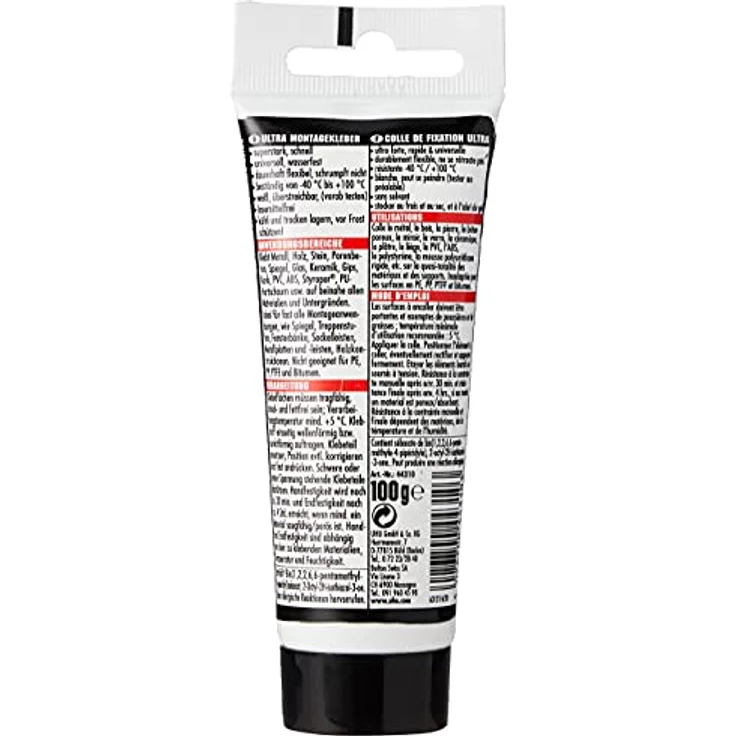 UHU Montagekleber ULTRA Tube, Universeller, elastischer Montagekleber auf Polymerbasis mit sehr schnellem Festigkeitszuwachs, weiß 100g – Bild 2