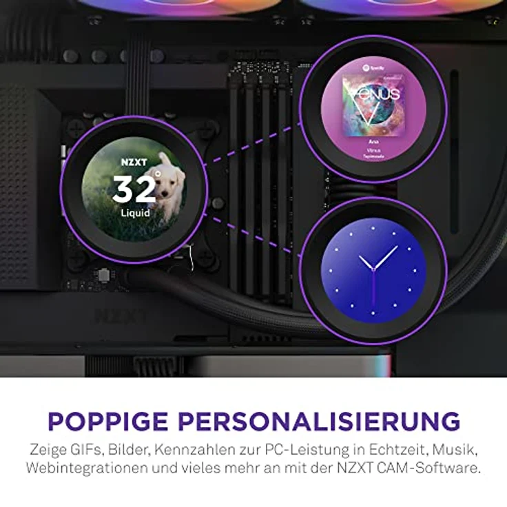 NZXT Kraken Elite 280 RGB - RL-KR28E-B1-280mm AIO CPU Wasserkühlung - 2,36" LCD Display 640x640-2x140mm RGB Core Fans - EIN Breakoutkabel zur einfachen Installation - anpassbar durch NZXT CAM – Bild 2