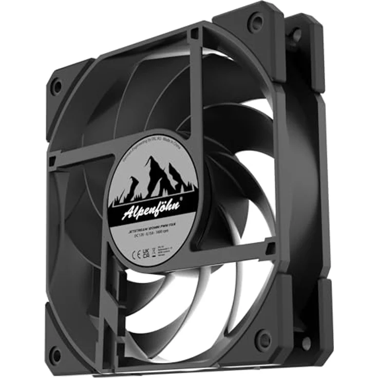 Alpenföhn 120 Jetstream PWM-Lüfter - schwarz, besonders leise mit max. 1.600 U/min bei 22,8 dB(A) – Bild 7